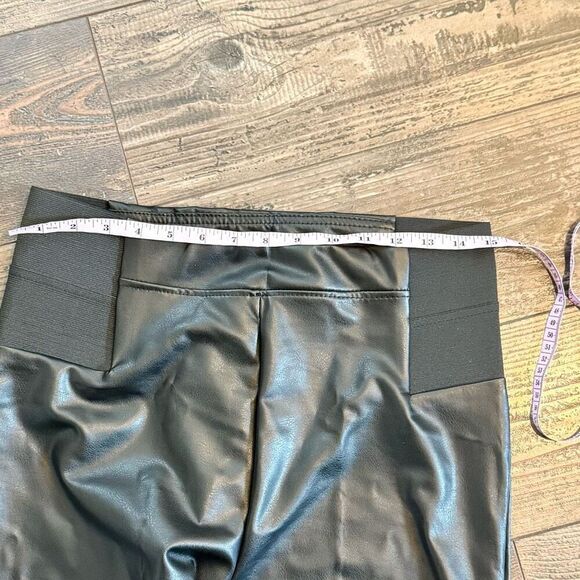 Womens Black Faux Leather Pull On Stretchy Waist Casual Formal Size Large - Picture 11 of 11